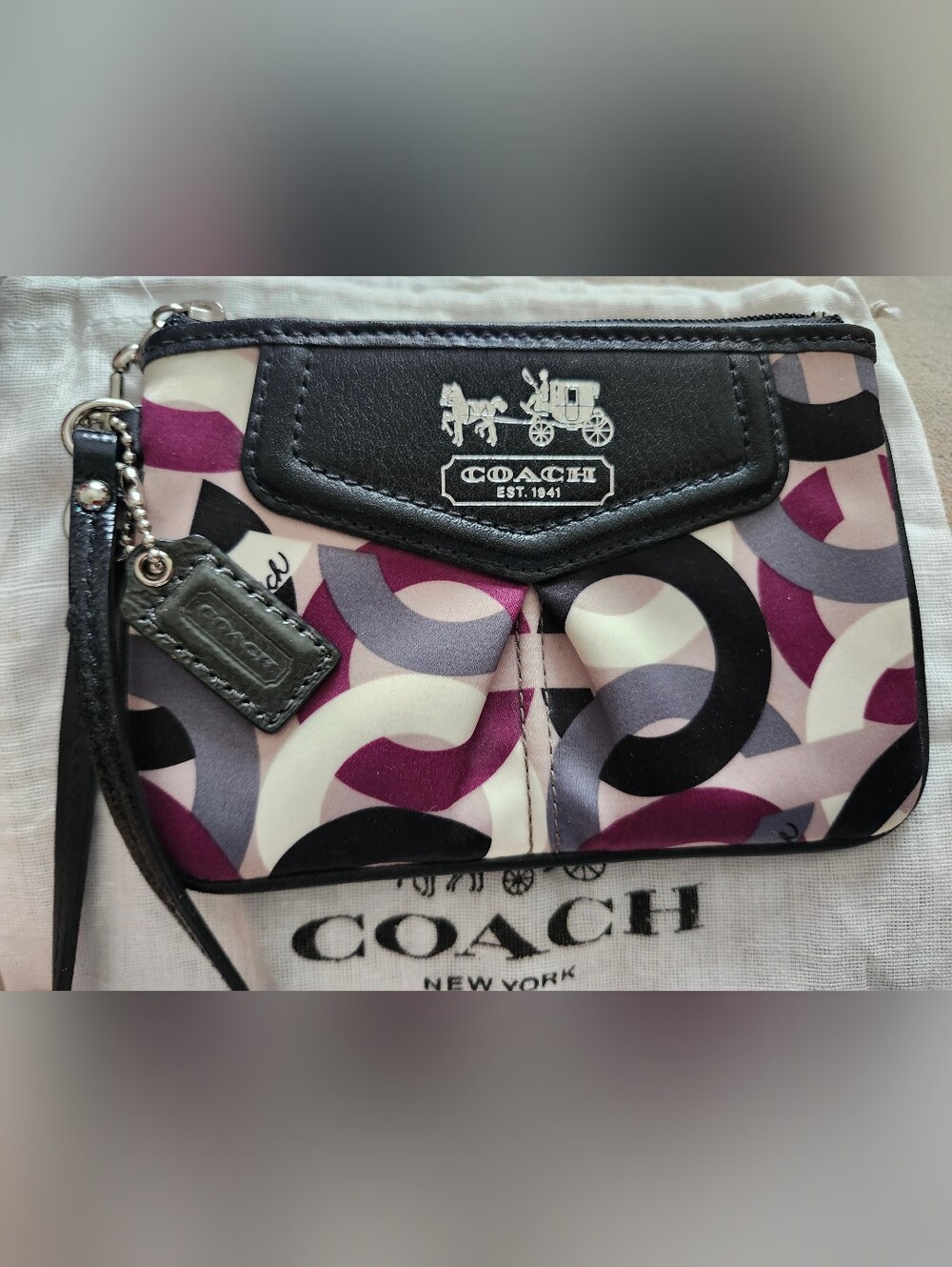 Coach Op Art Madison Multicolor Signature Sateen Wristlet NWOT
